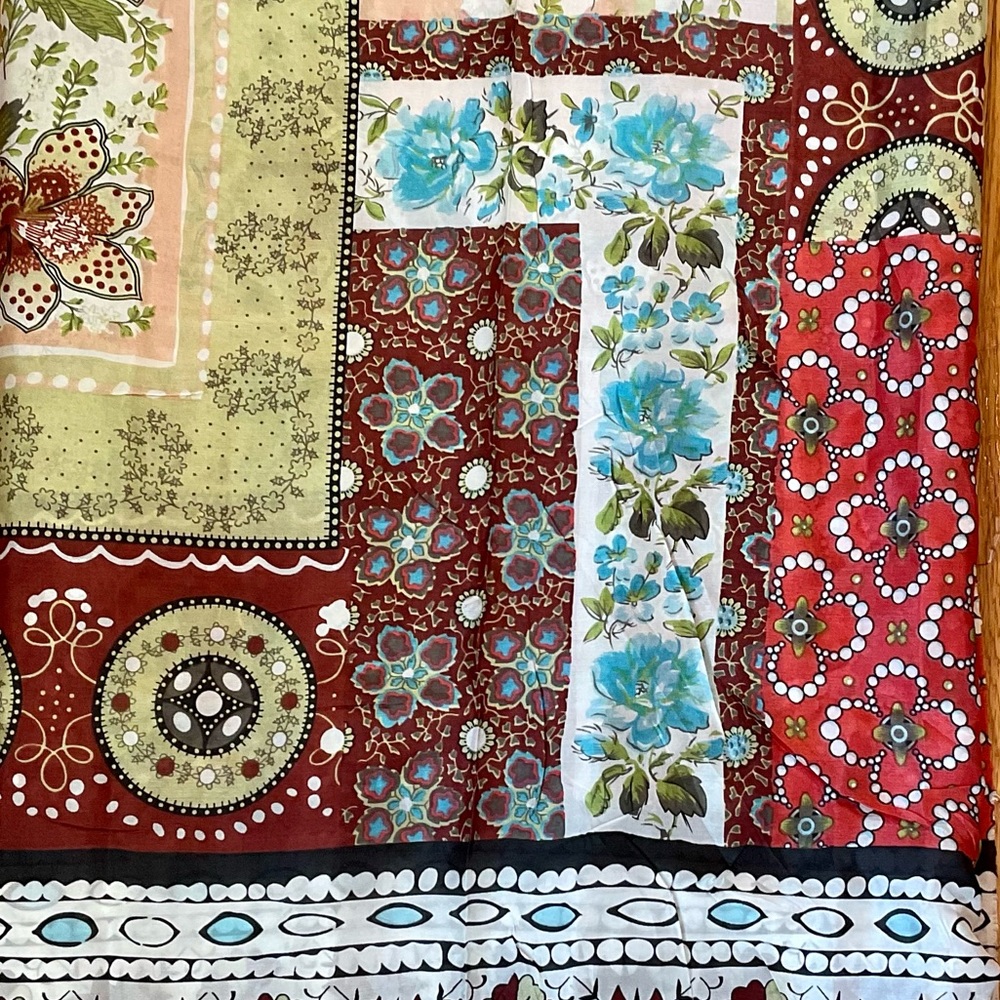 Printed geometric silk blend material total of 5  Yards Width 52 Inches
